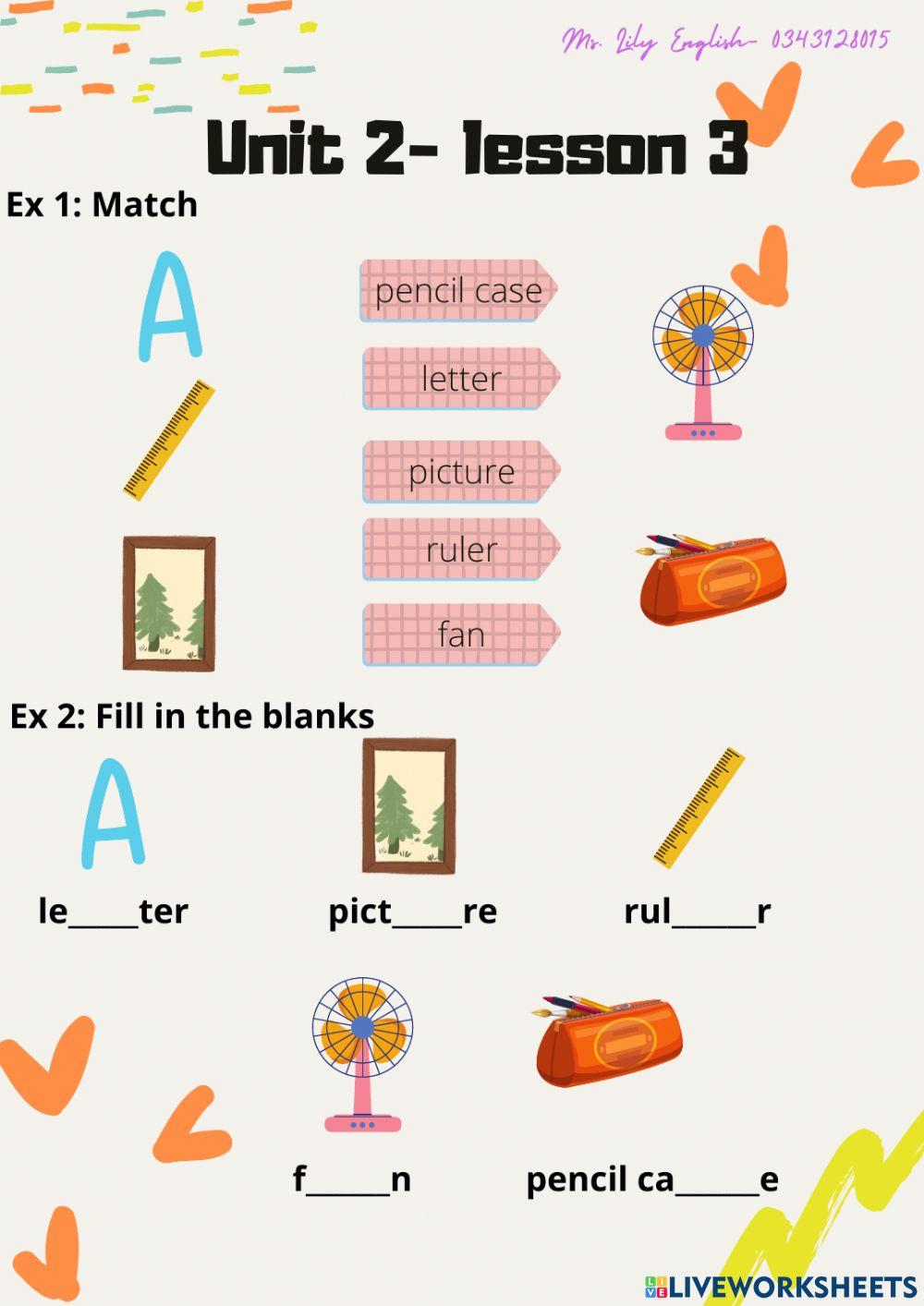 E2 unit 2 lesson 3 worksheet | Live Worksheets