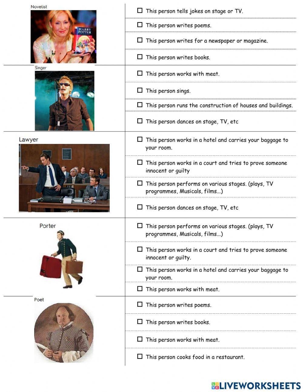 PET - Job Vocabulary