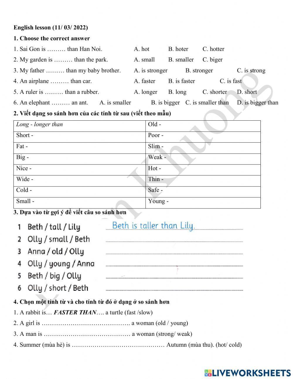 Grade 4.2 - Comparatives 1,2,3