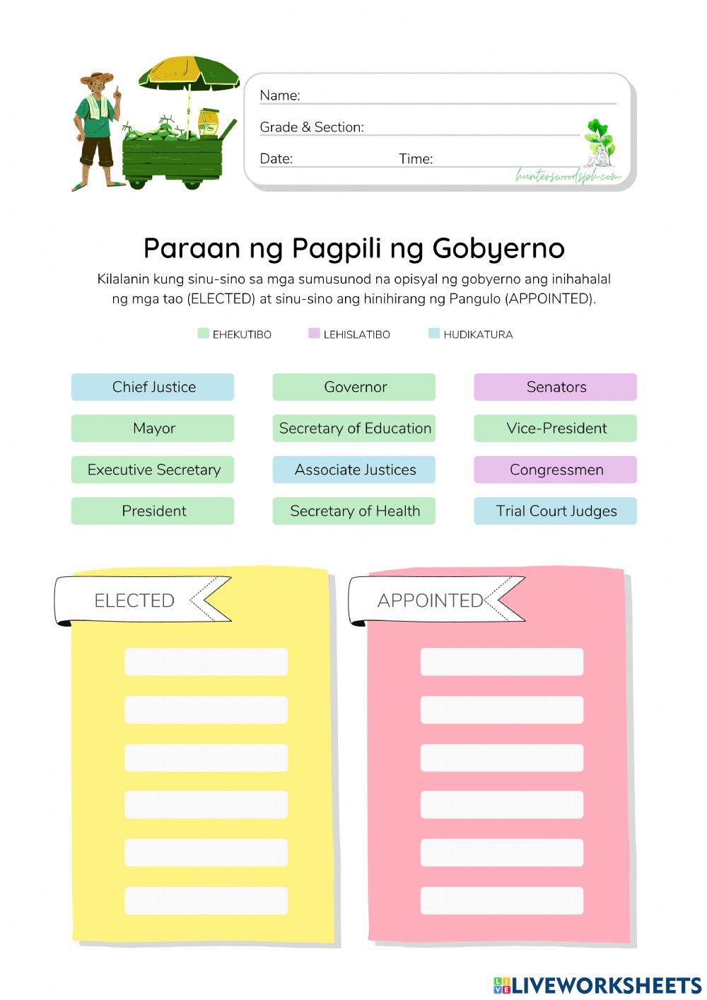 Pamahalaan ng Pilipinas - HunterWoodsPH.com Worksheet Pamahalaan ng Pilipinas - HunterWoodsPH.com Worksheet