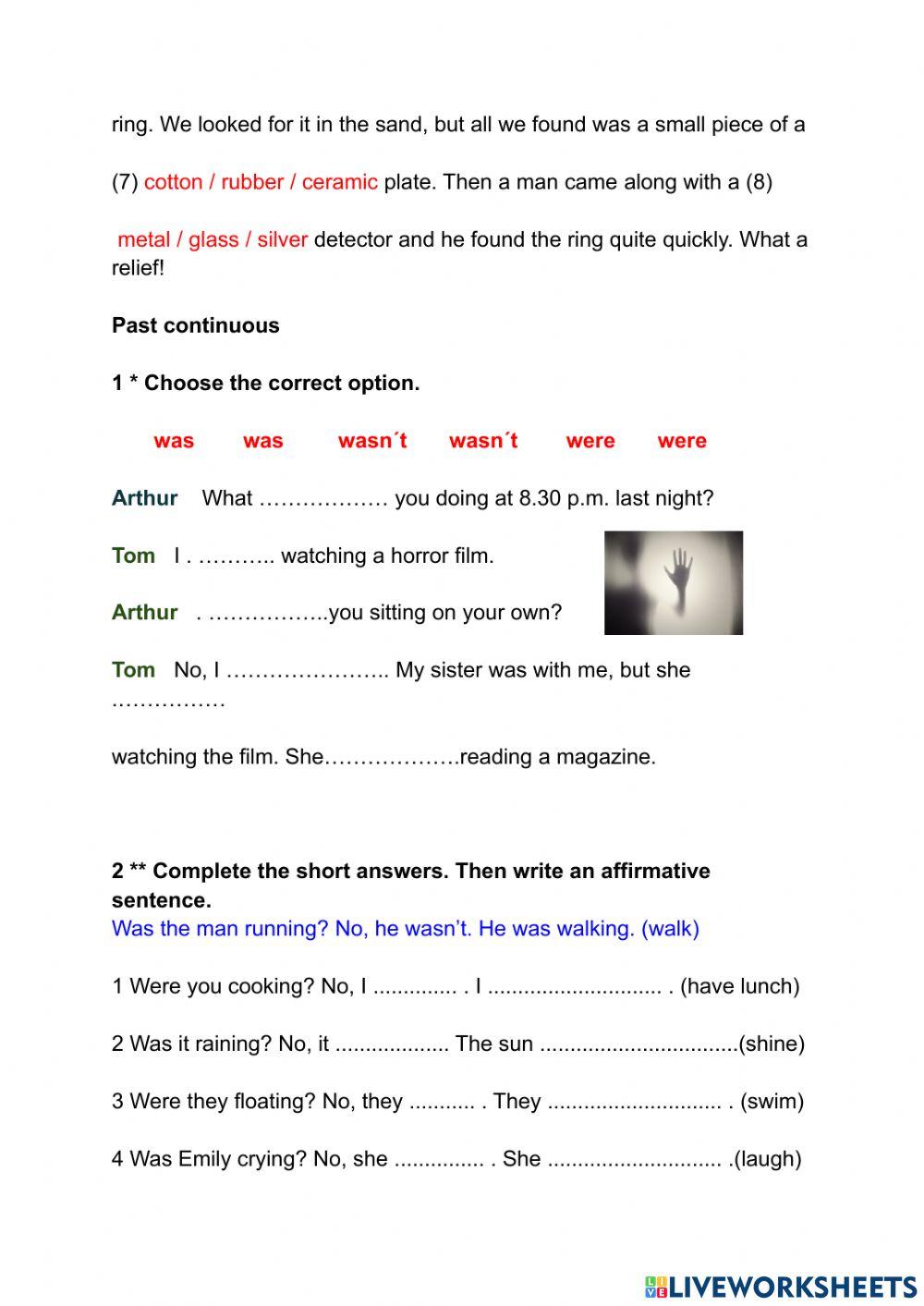 Past continuous and containers