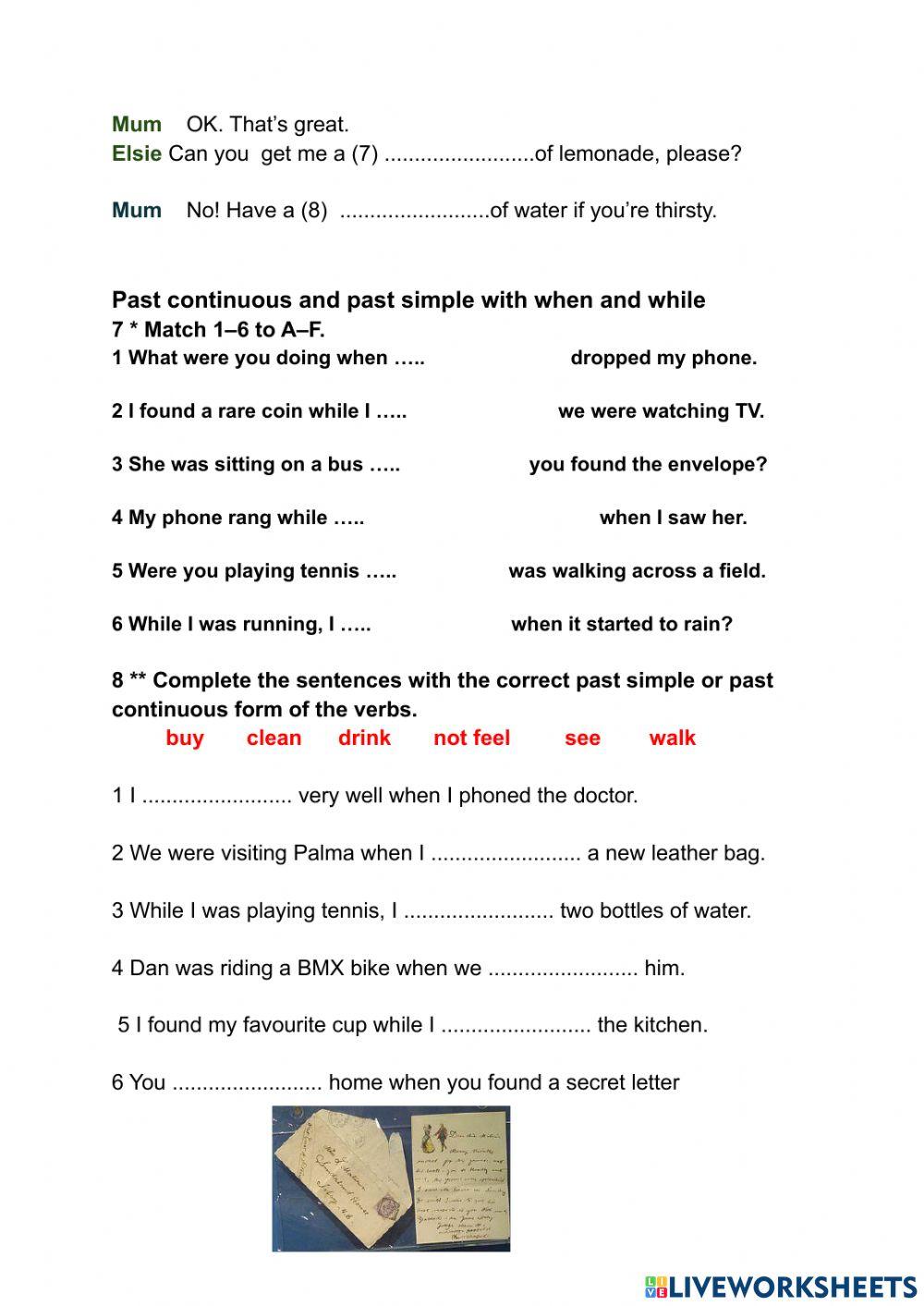 Past continuous and containers