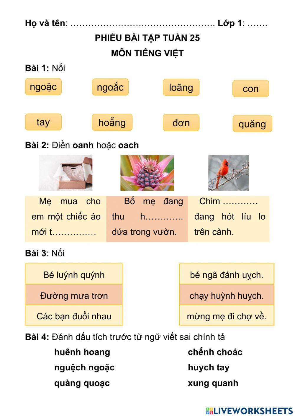 Tiếng Việt 1 tuần 25