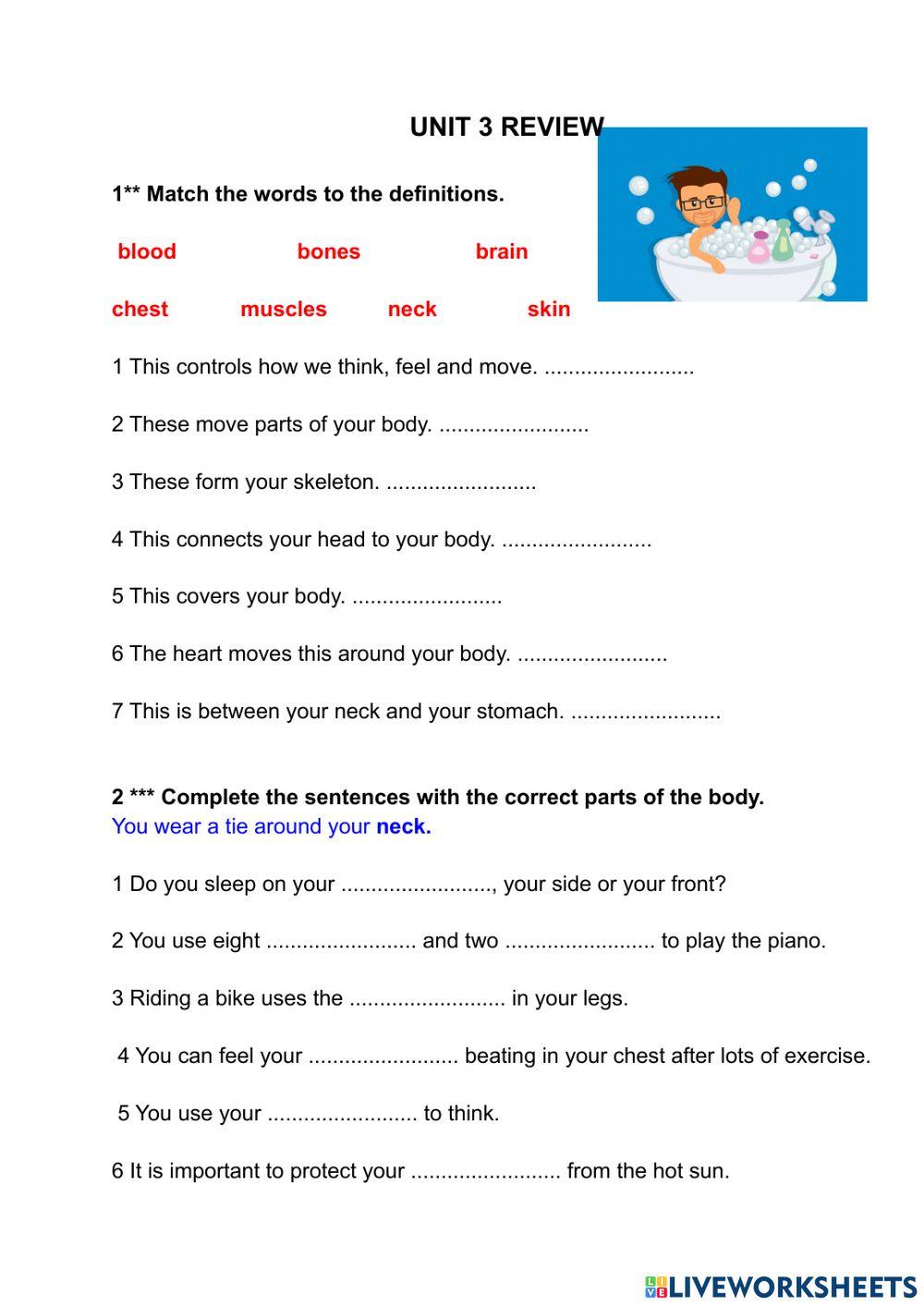 First conditional will and parts of the body