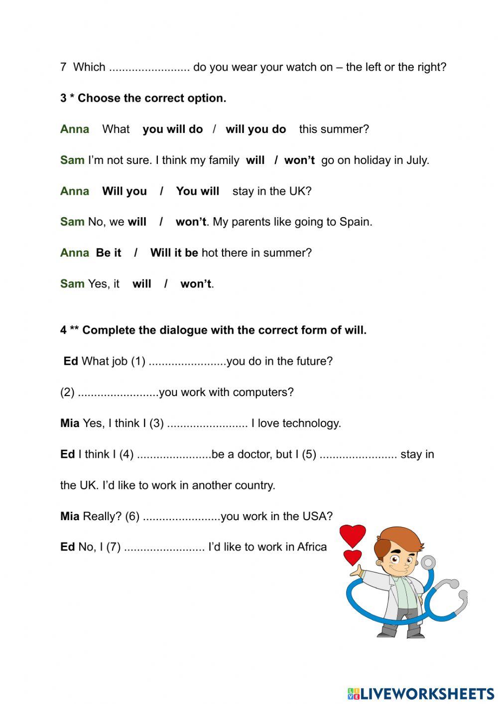 First conditional will and parts of the body