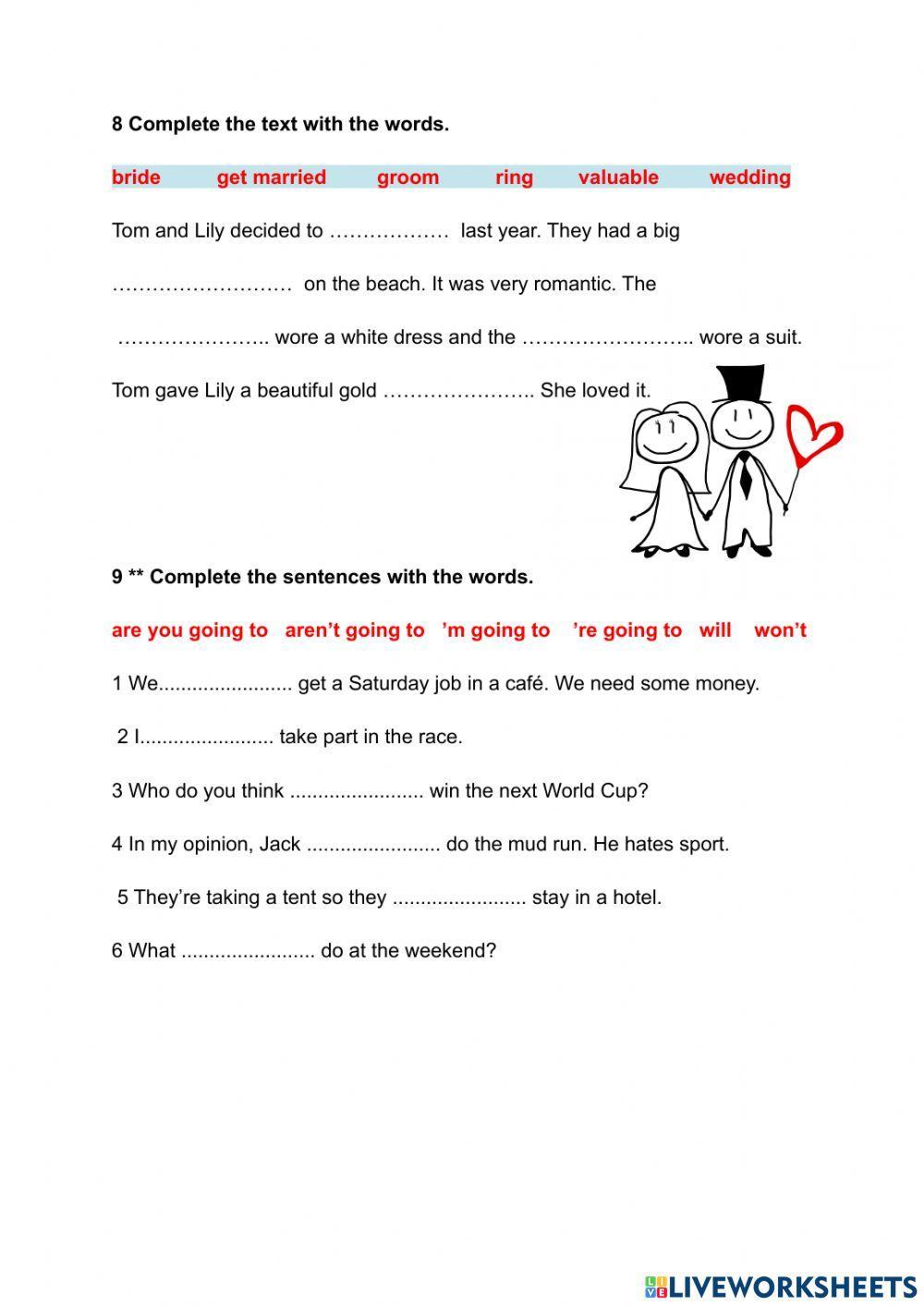 Verbs of movement money words will and be going to