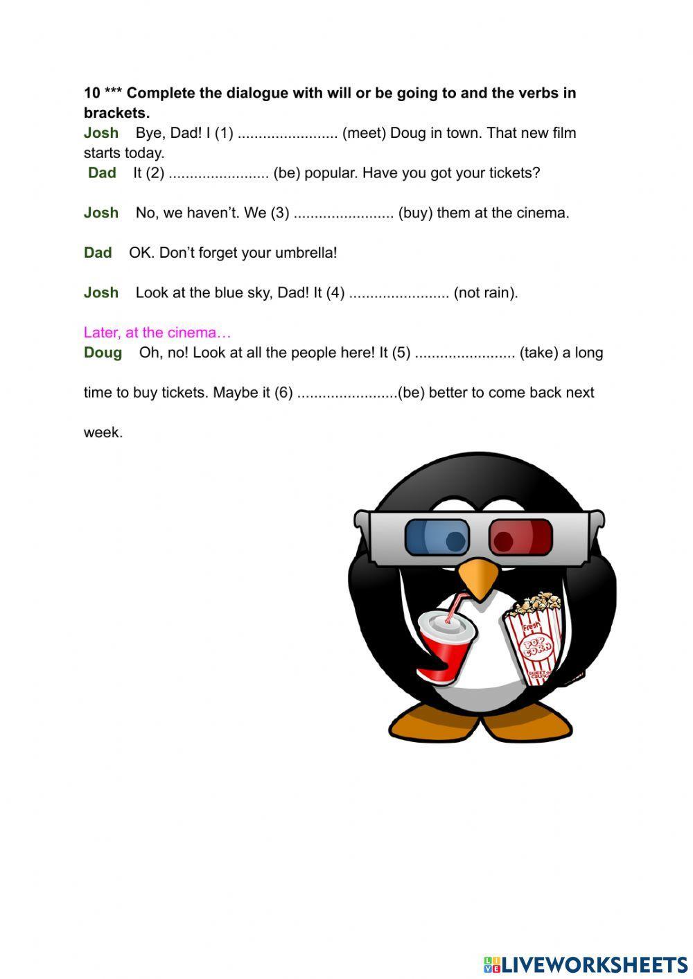 Verbs of movement money words will and be going to