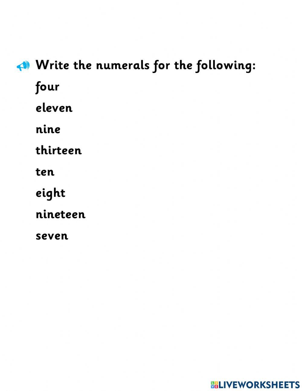 Number Up To Twenty Number Up To Twenty
