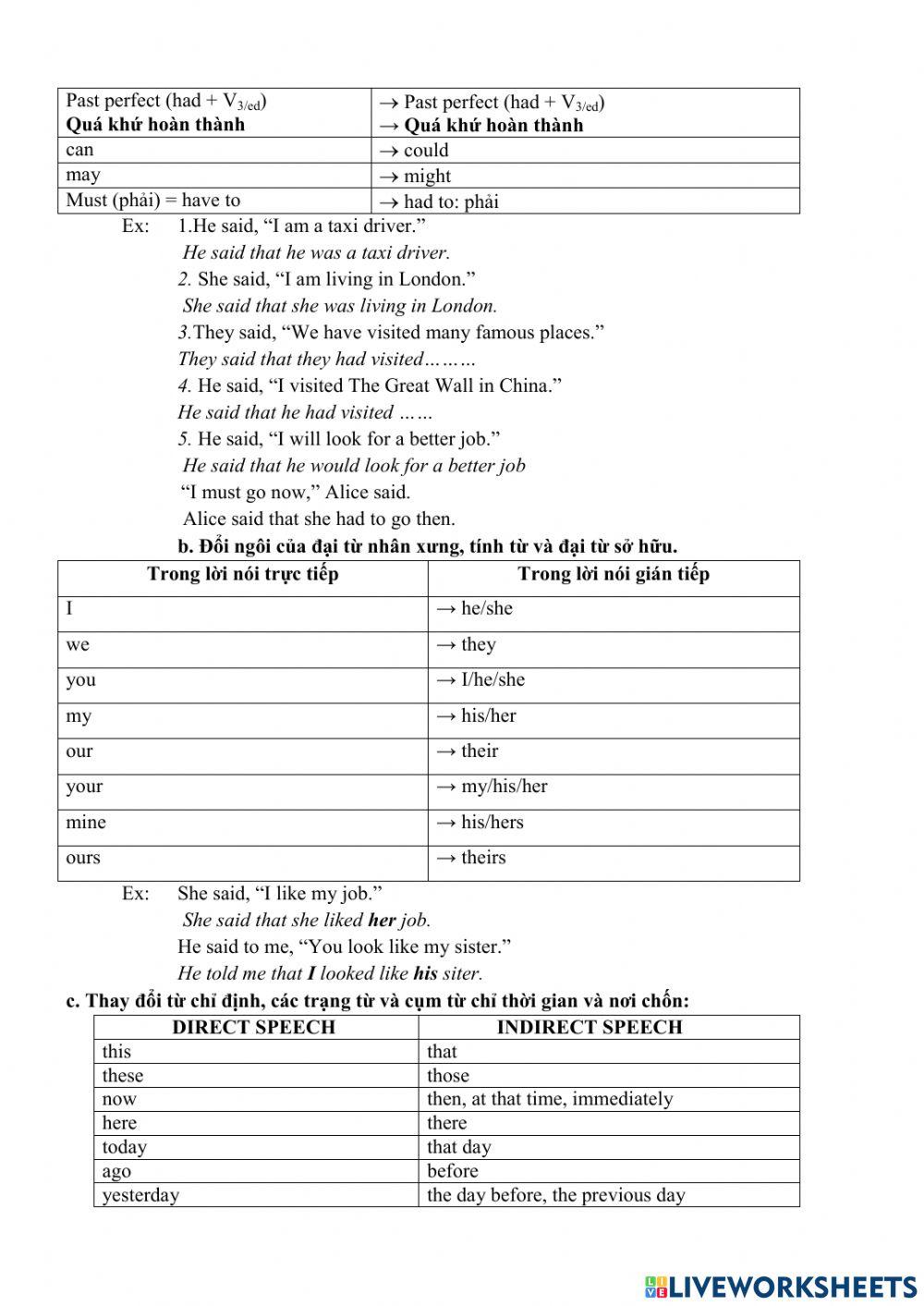 REPORTED SPEECH - GR9