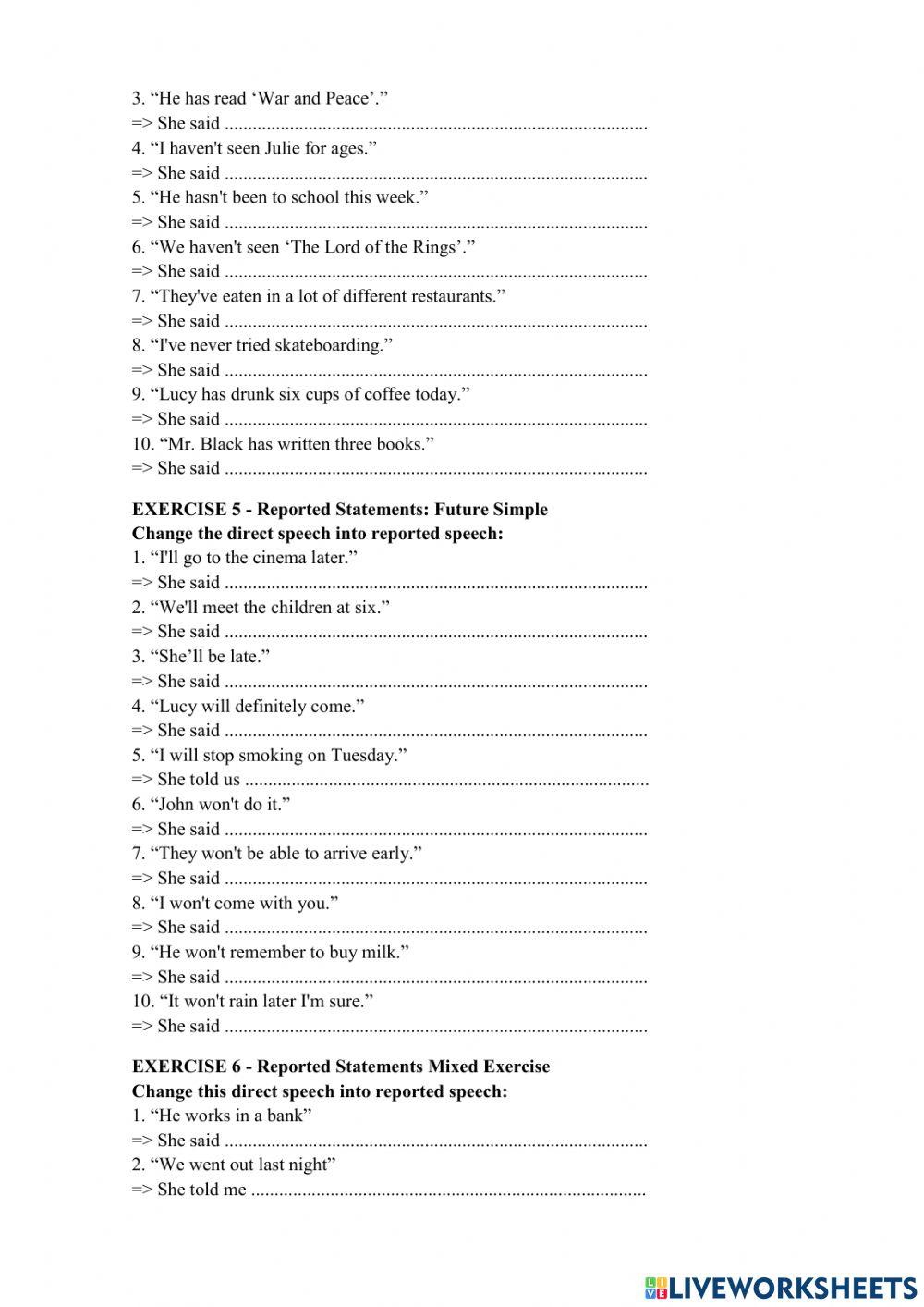 REPORTED SPEECH - GR9