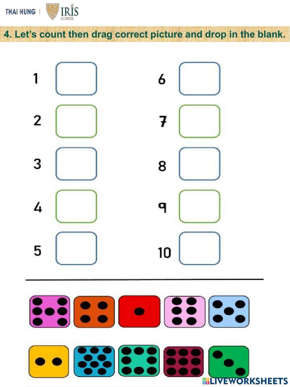 Moon-Worksheet about Numbers 1-10