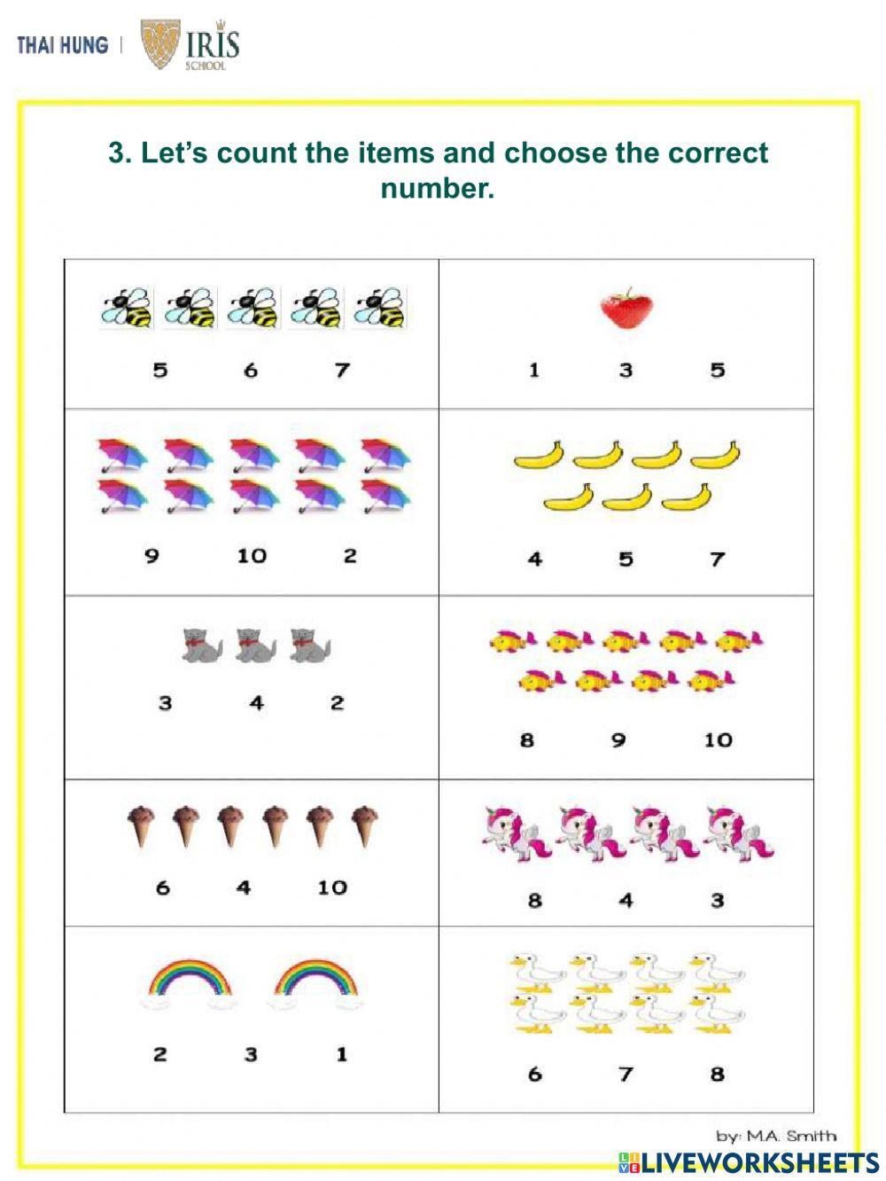 Sunny-Worksheet about Number 1-10