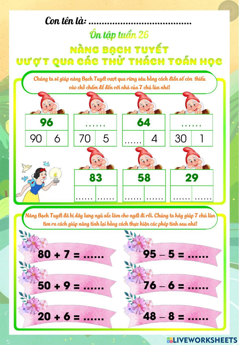 Phiếu ôn toán tuần 26