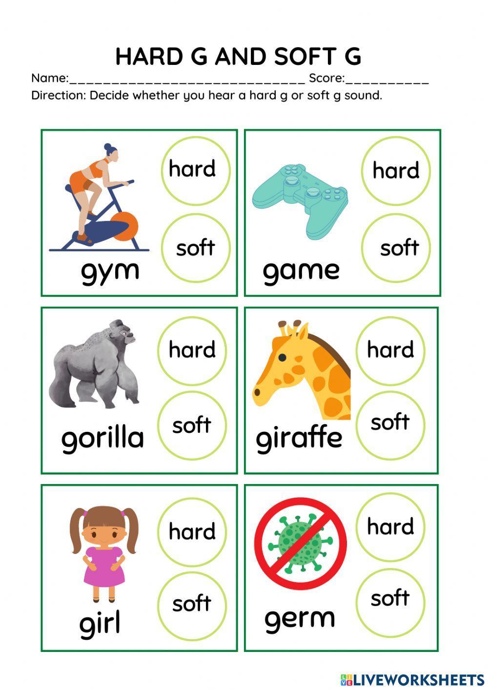 Phonics: Hard G and Soft G