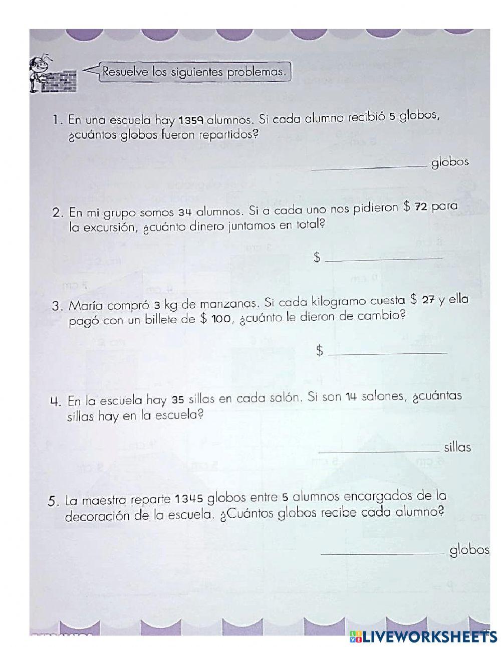 Problemas de Multiplicación