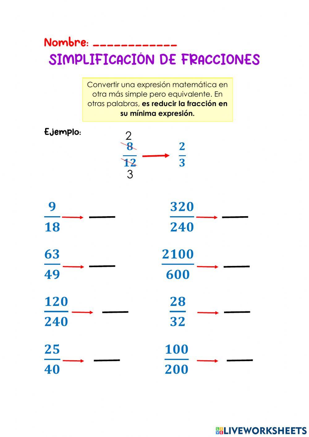 Simplificación de fracciones