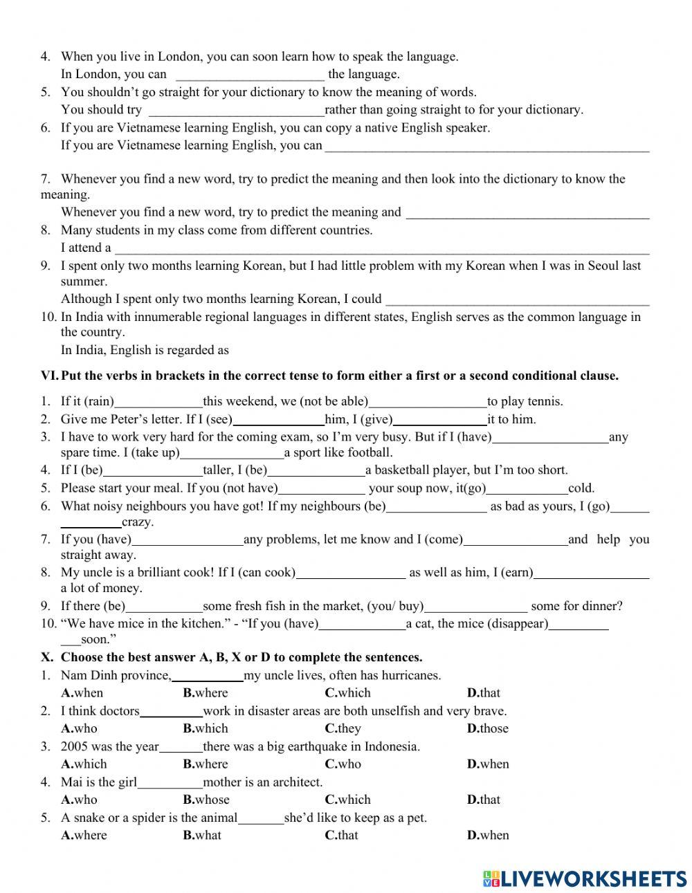 Unit 9 vocab and grammar