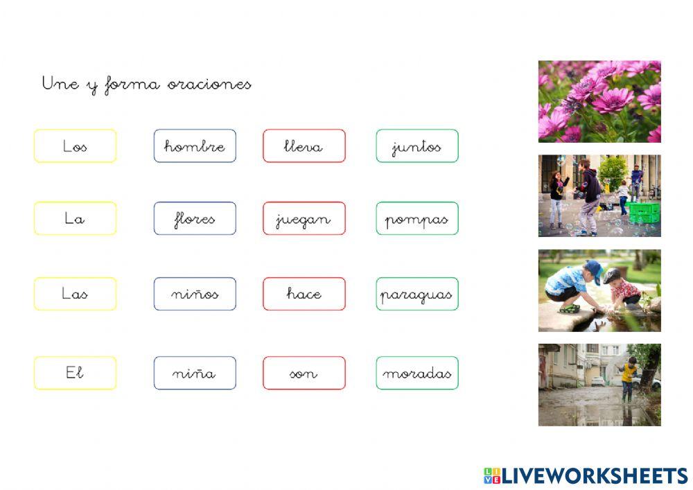 Une y forma oraciones