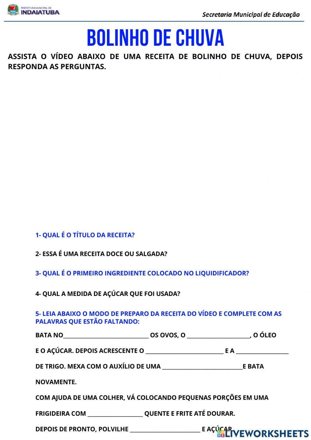 Receita - bolinho de chuva