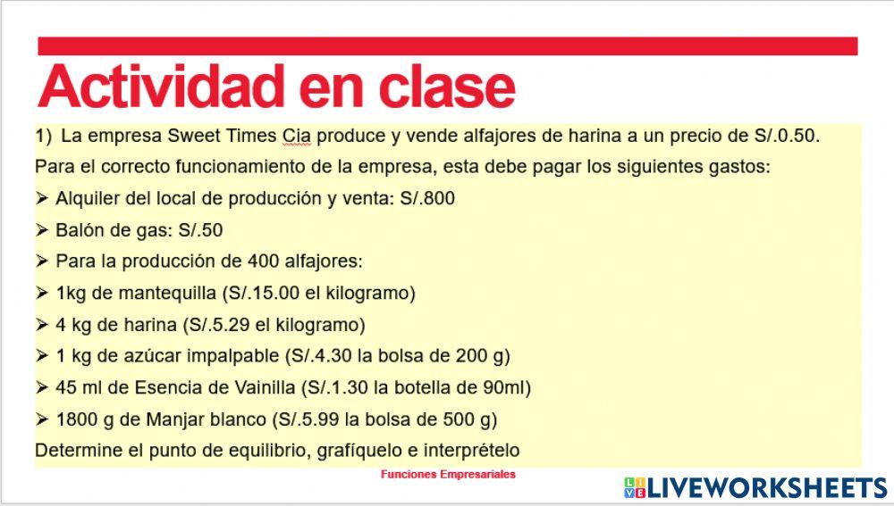 Funciones Empresariales Problema 1 0