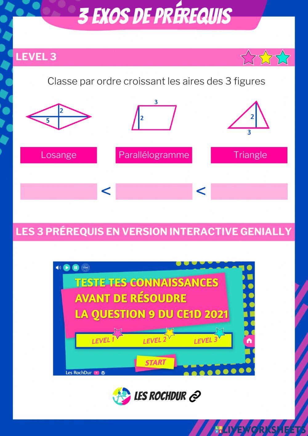 3 exercice de prérequis CE1D Mathématiques 2021