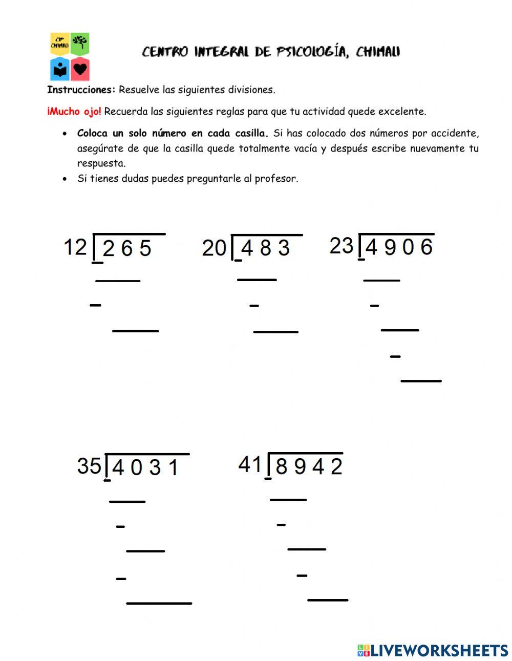 -Divisiones Millares entre decenas