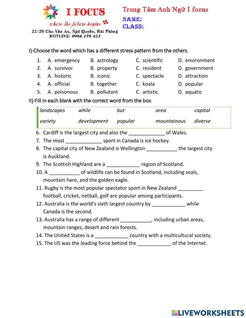 Lớp 8 Unit 789 test 1 1932405 | ifocusedu | Live