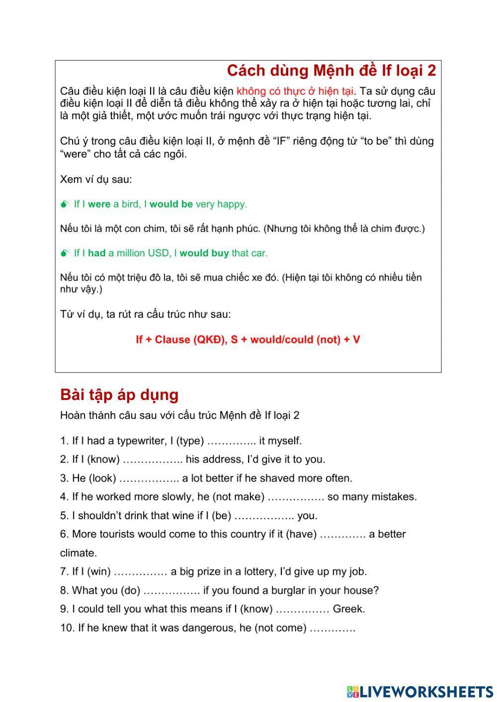 Câu điều kiện loại 2