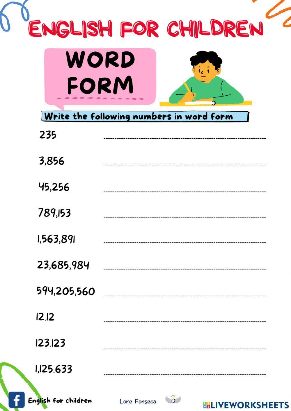 Numbers in word form