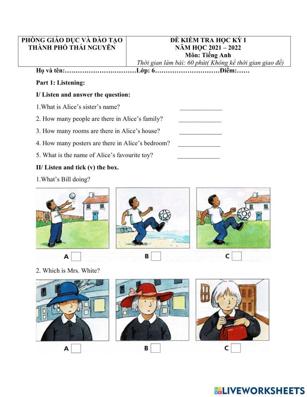 Đề kt học kỳ II anh 6