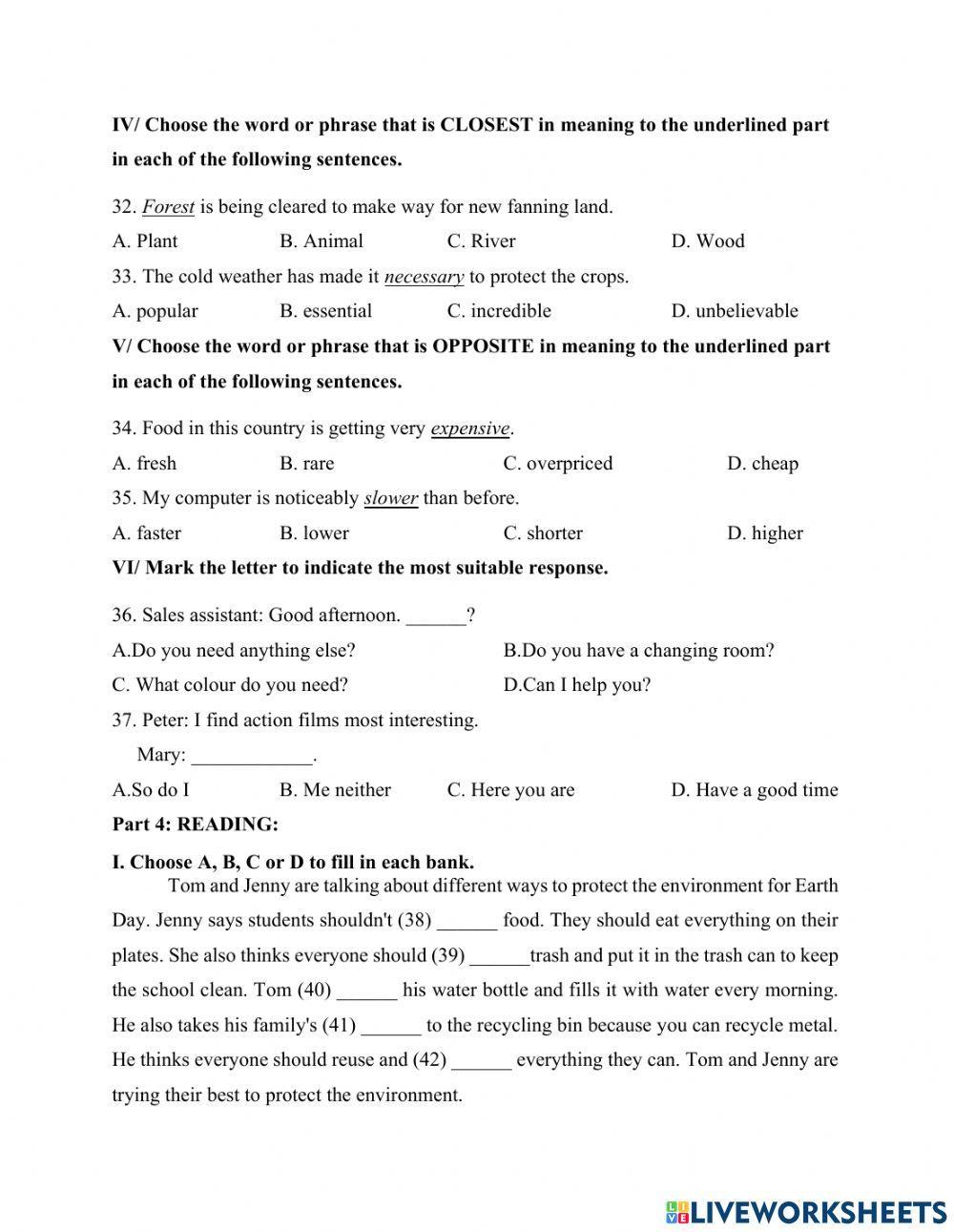 Đề kt học kỳ II anh 6