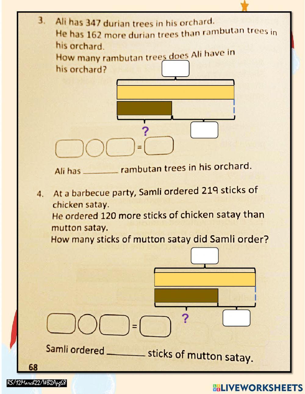 Word problems WB2A pg67&68