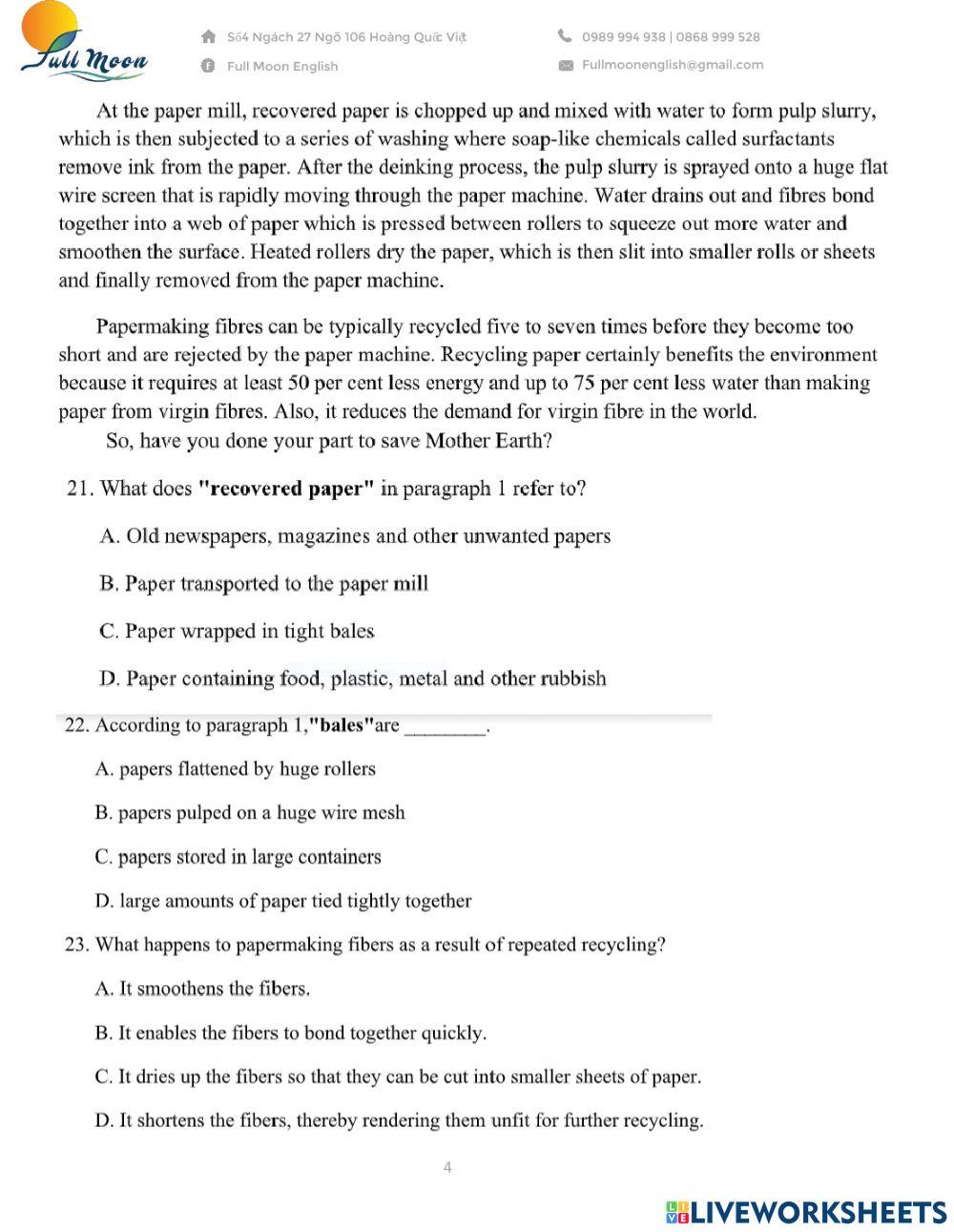 Đề thi vào 10. Practice Test 10