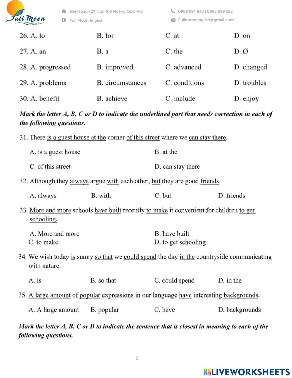 Đề thi vào 10. Practice Test 10