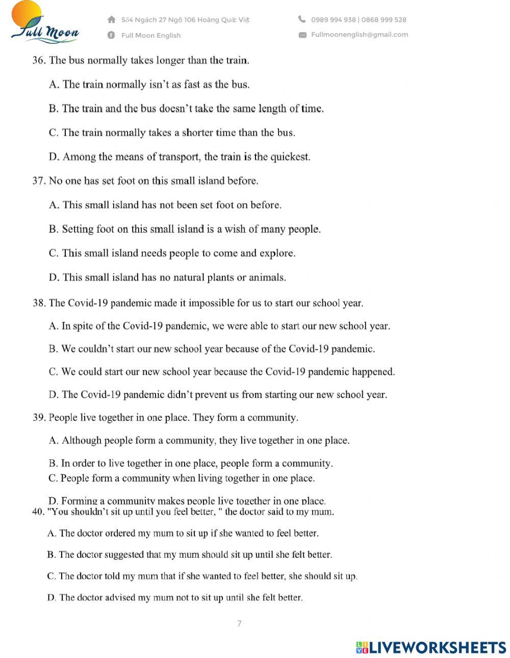 Đề thi vào 10. Practice Test 10