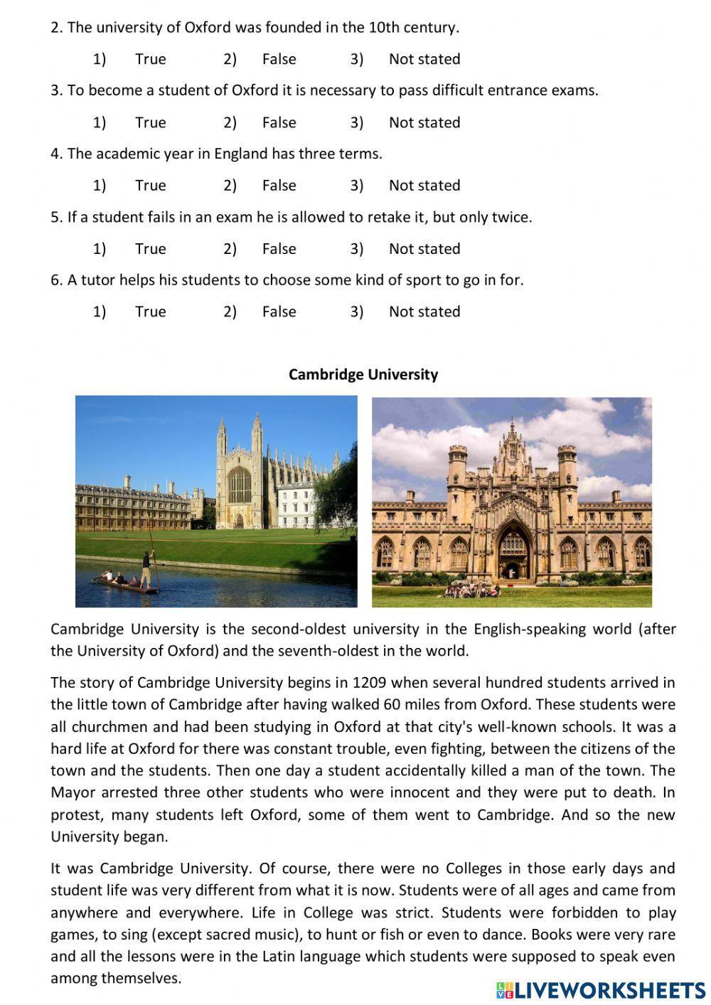 Oxford and Cambridge