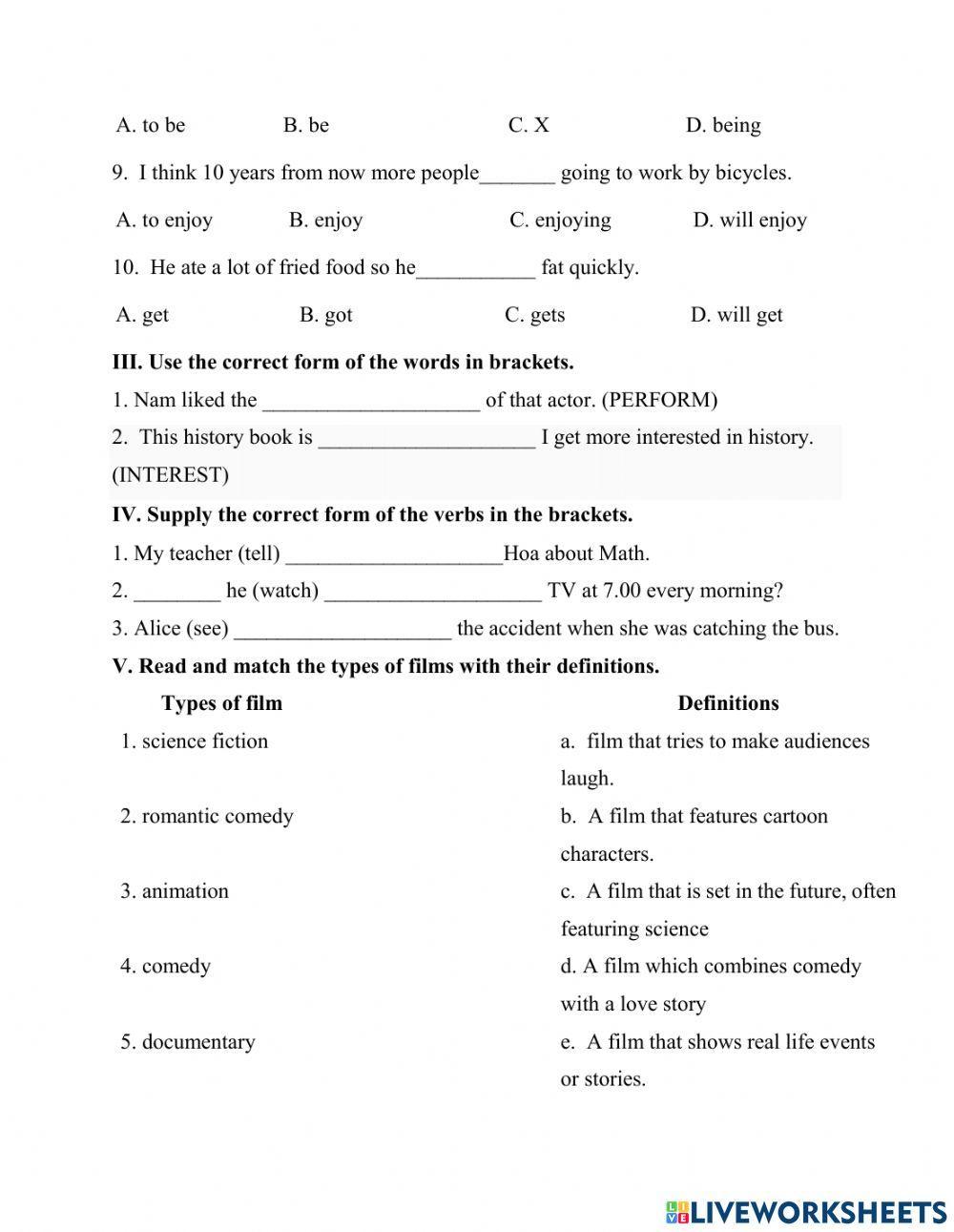 Midterm test 2 – semester 2 for grade 7