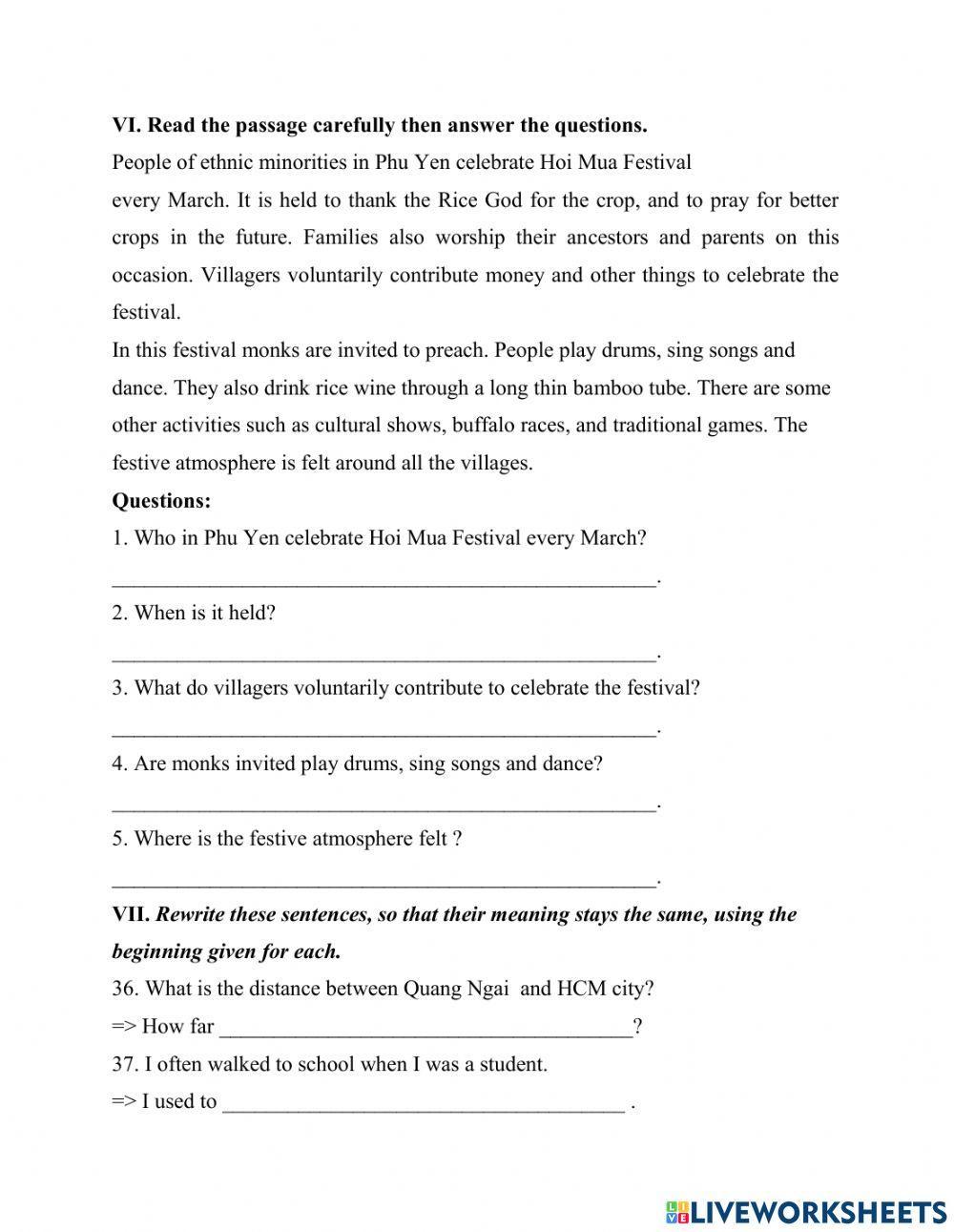 Midterm test 2 – semester 2 for grade 7