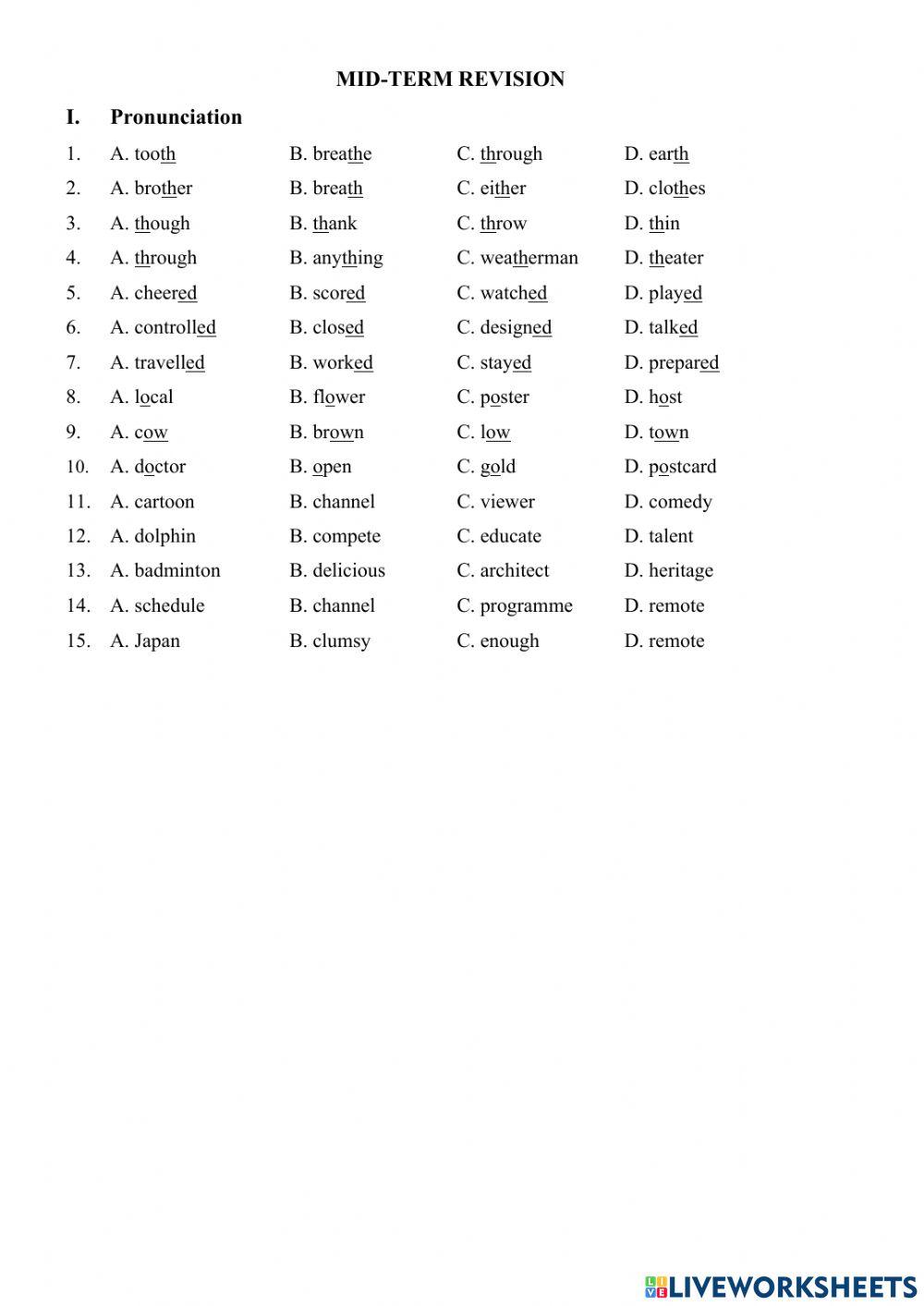 E6 - FT - CB - 2nd Mid term revision - phonetics