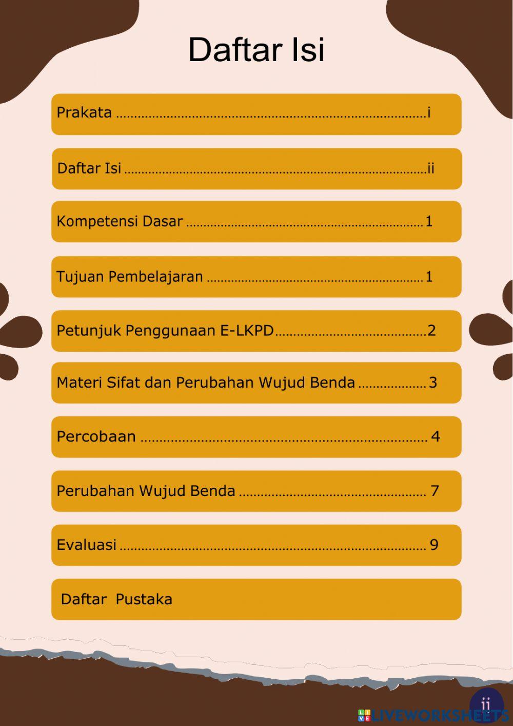 E-LKPD Sifat dan Perubahan Wujud Benda Bagian 1