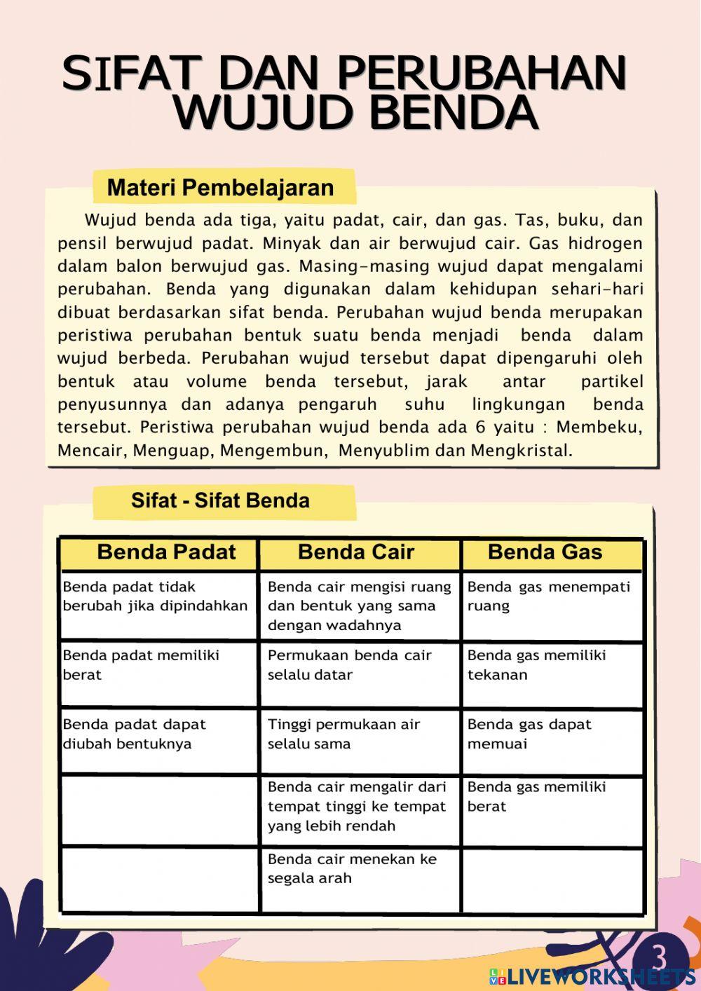 E-LKPD Sifat dan Perubahan Wujud Benda Bagian 1