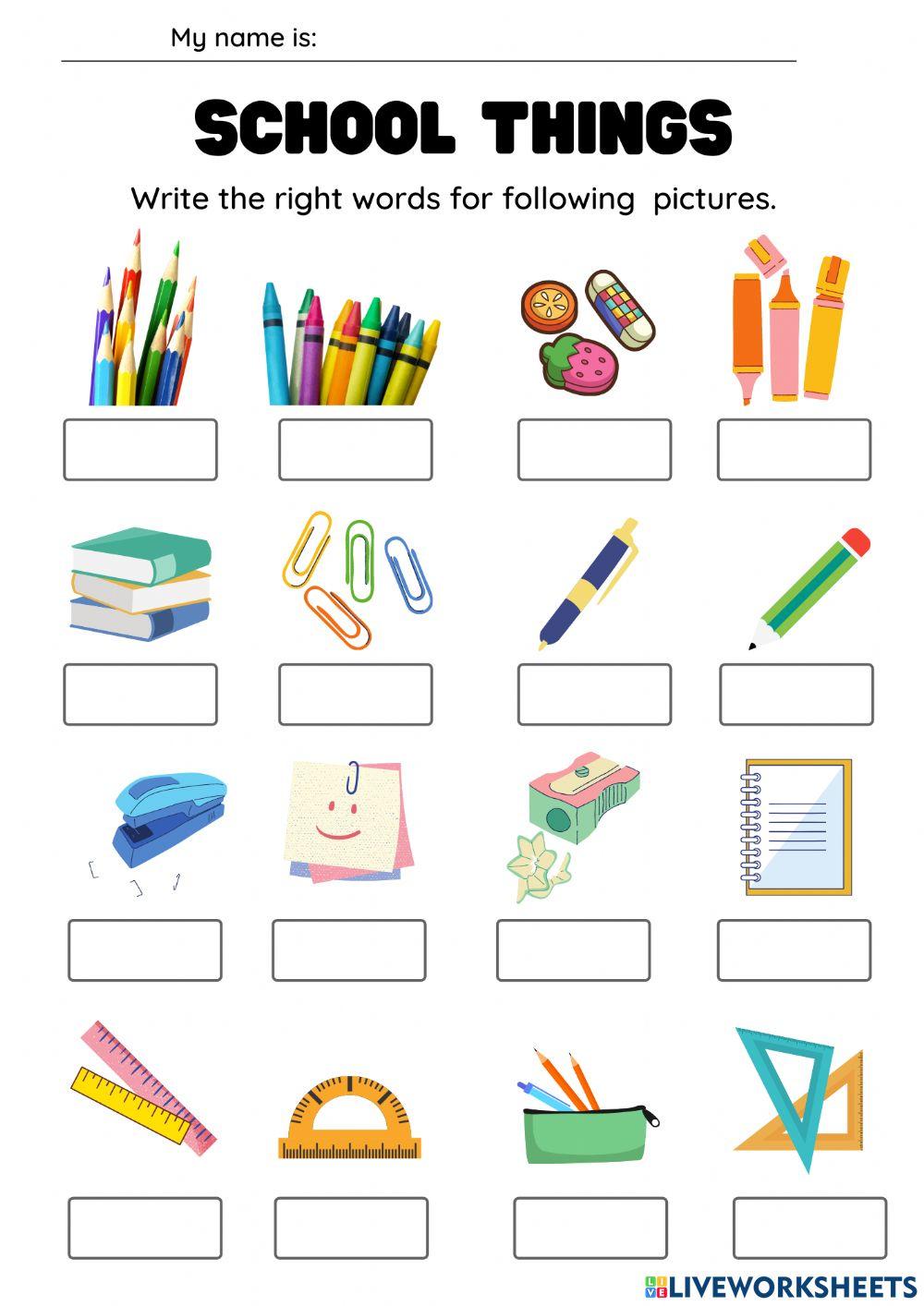School things ̣(1) online exercise for Live Worksheets