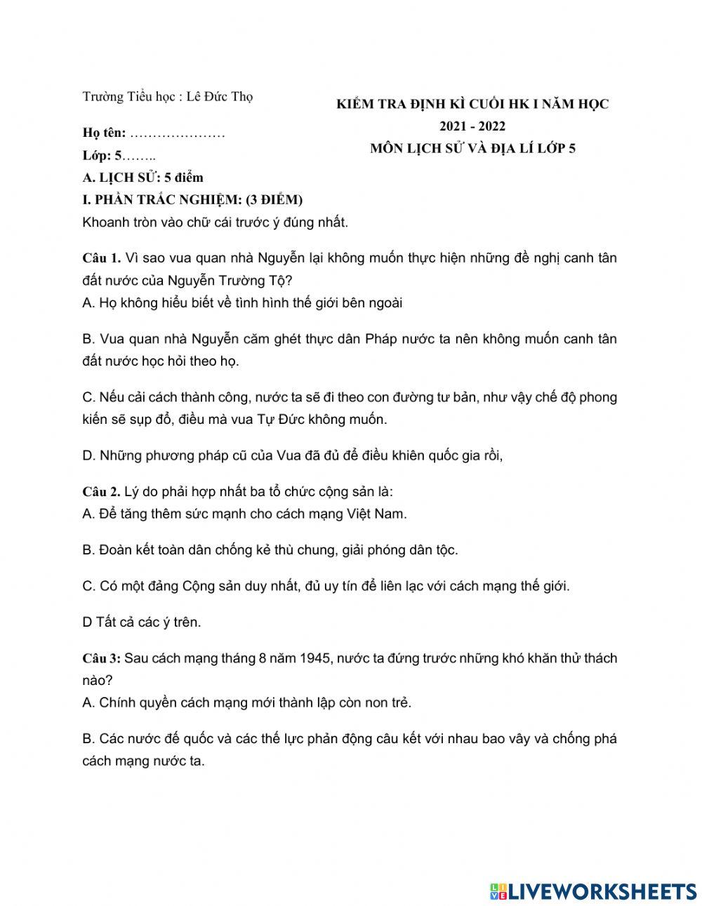 Lịch sử địa lí