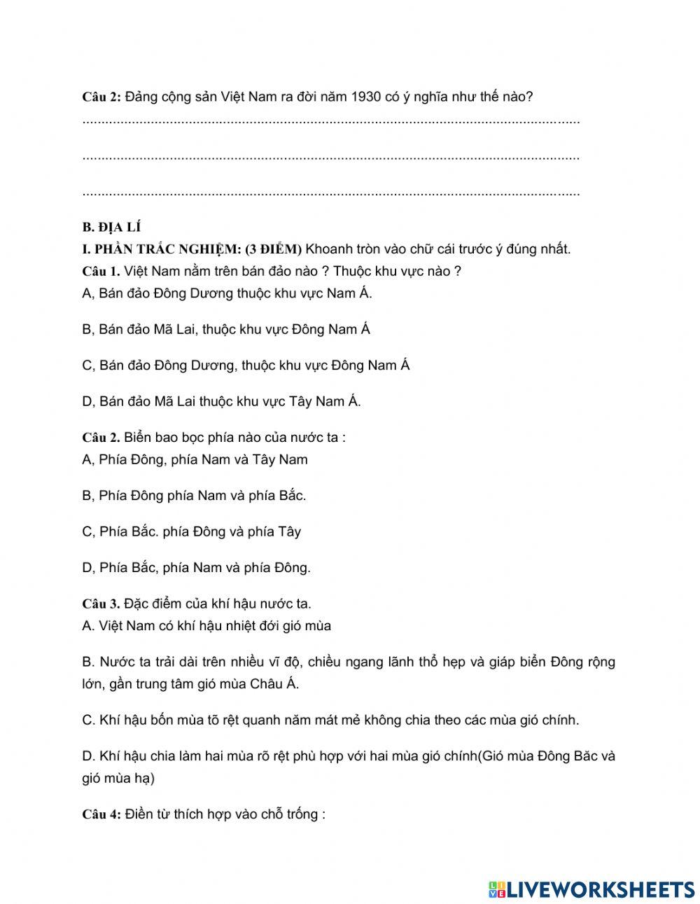 Lịch sử địa lí