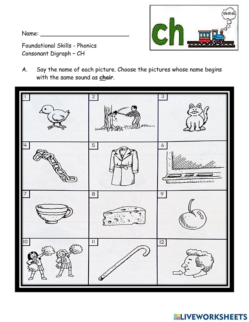 Consonant Digraph Ch Consonant Digraphs Worksheets And Word Lists