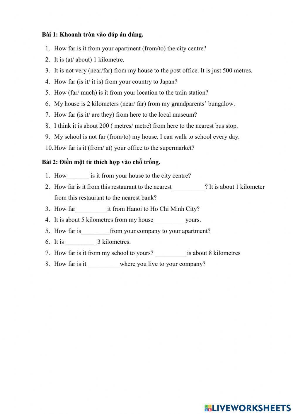 Review cấu trúc How far