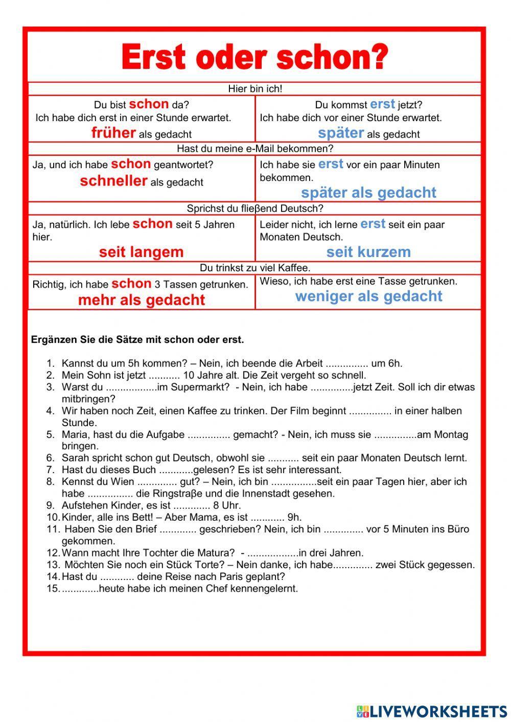 Erst - schon aufgabe