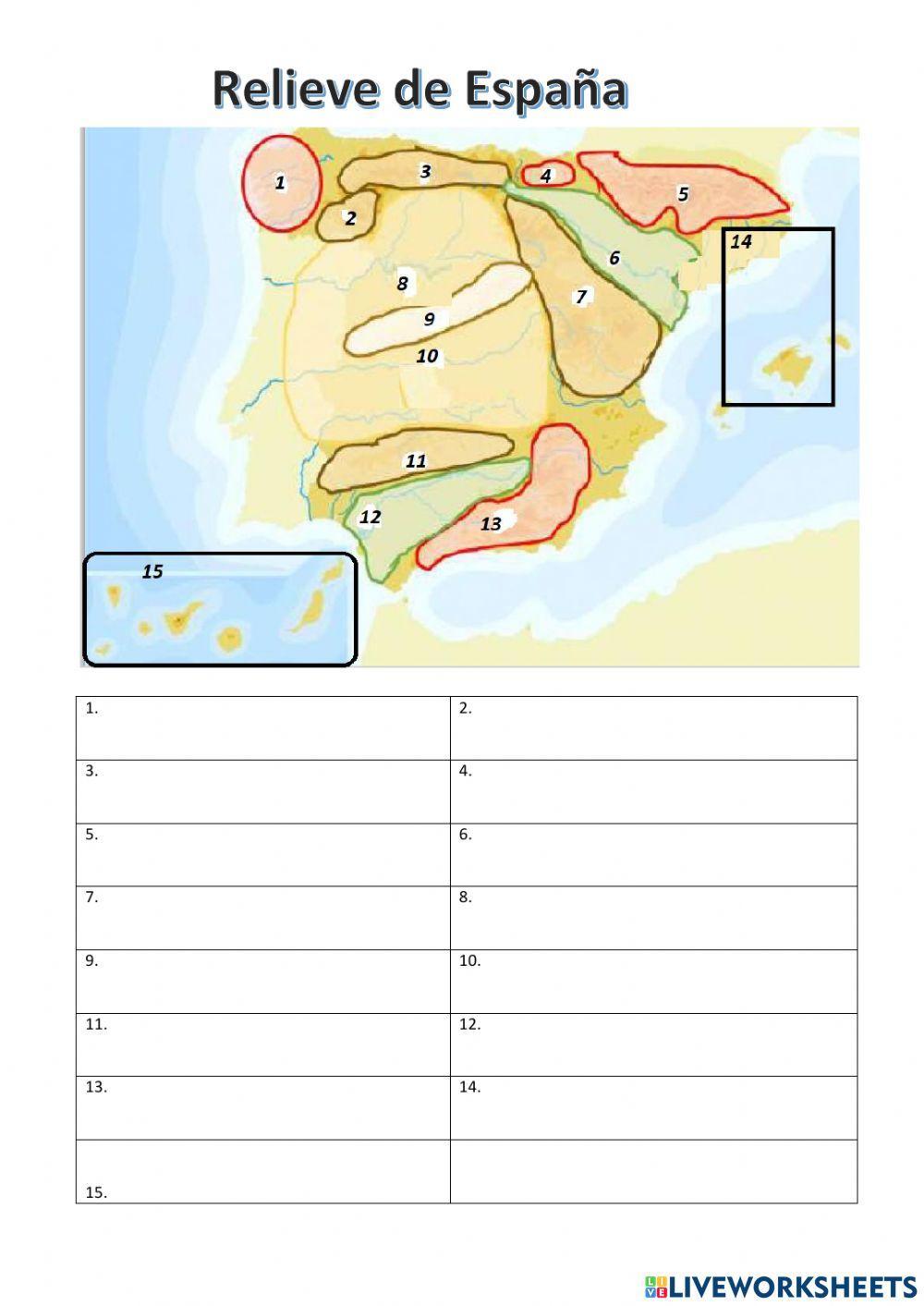 Mapa del relieve de España