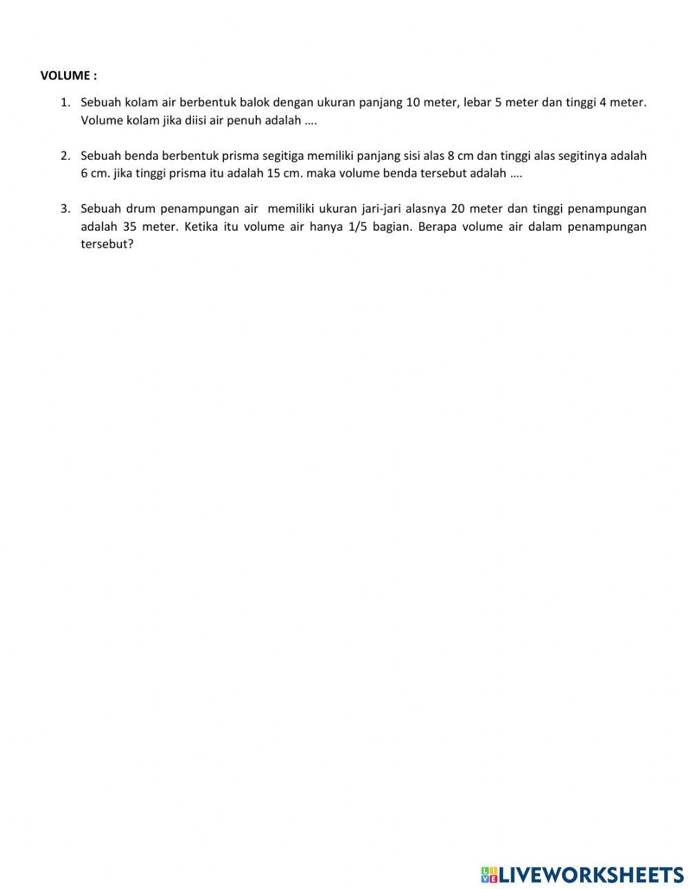 Latihan bangun ruang kelas 6