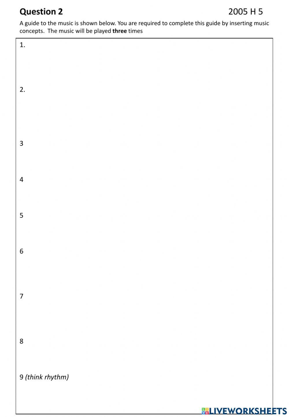 Higher Music Reverse Paper 1